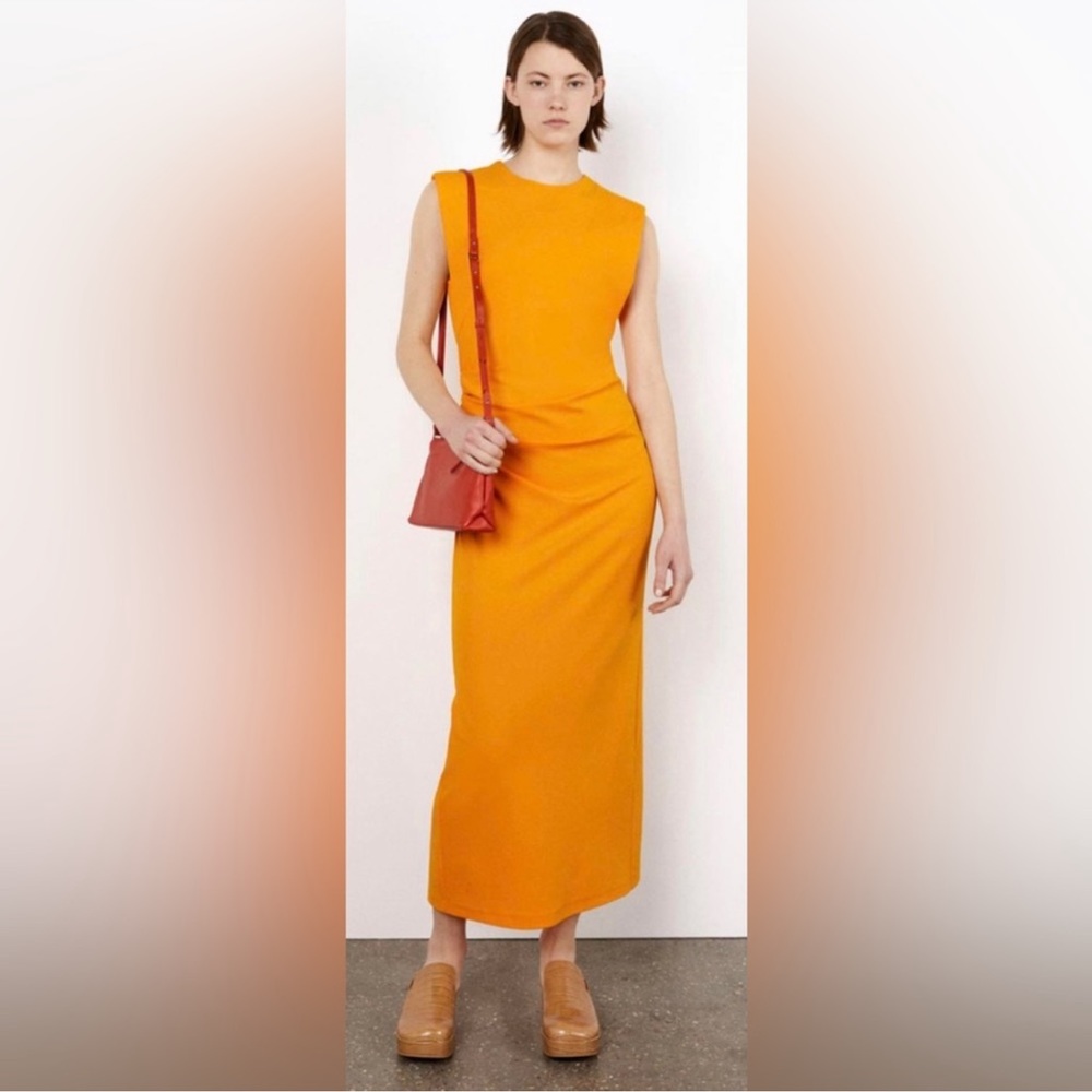 NWT Zara Shoulder Pad Side Draped Dress XS Extra Small REF. 4437/053